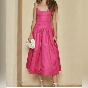 HUNTER BELL Vibrant Pink Midi Dress